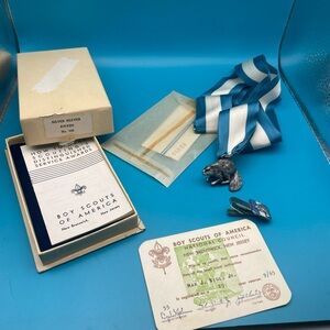 Sterling SILVER BEAVER Boy Scouts of America Service AWARD MEDAL 1965 Tie Clip